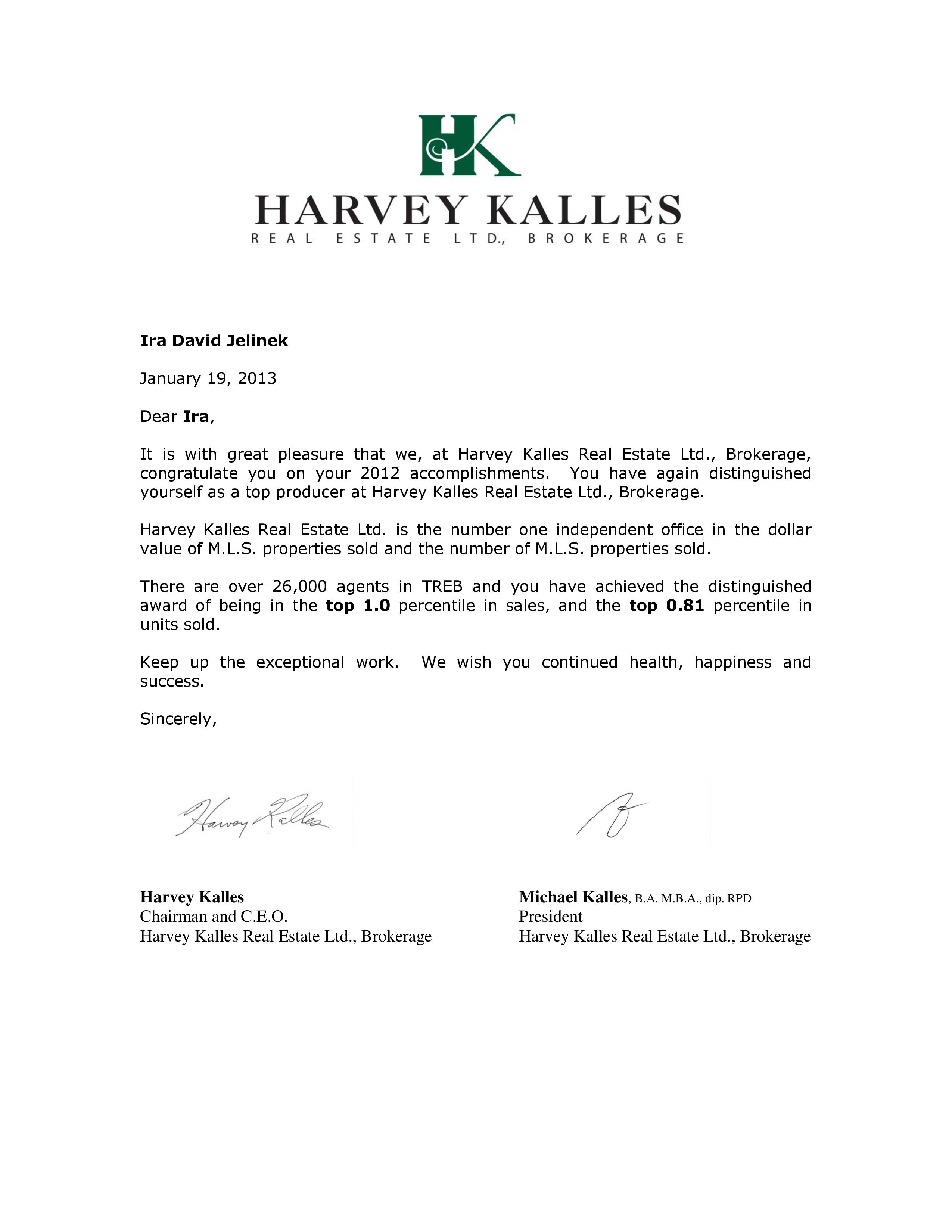 Harvey Keller Letter 1